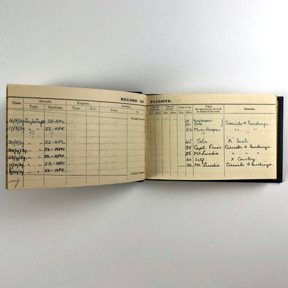 Rhona Reginalda Podd – Flight log-book from 1939