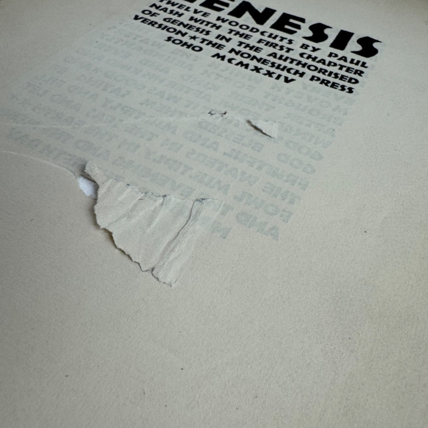 Single title sheet for Paul Nash Genesis, Nonesuch Press, 1924 Rudolf Koch type
