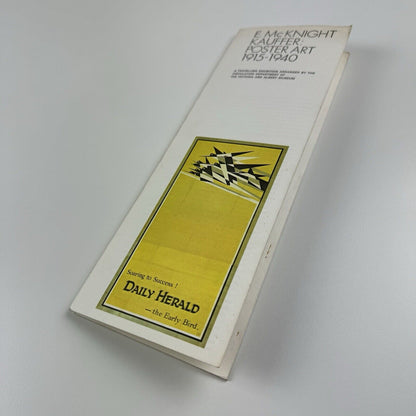 Folding card guide for E.McKnight Kauffer: Poster Art 1915-1940 travelling exhibition organised by V&A Circulation Dept 1973