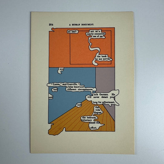 A Humument page 324 'no use?' by Tom Phillips Tetrad Press, 1970