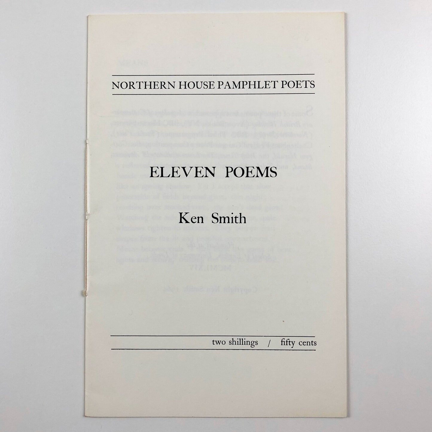 Eleven Poems by Ken Smith | Northern House Pamphlet Poets, 1964