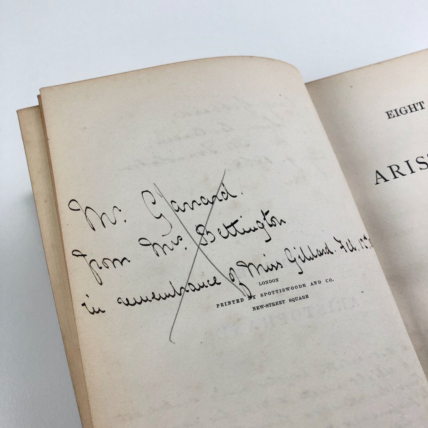 Eight Comedies of Aristophanes | Translated by Leonard-Hampson Rudd | Longmans, Green &amp; Co, London, 1867