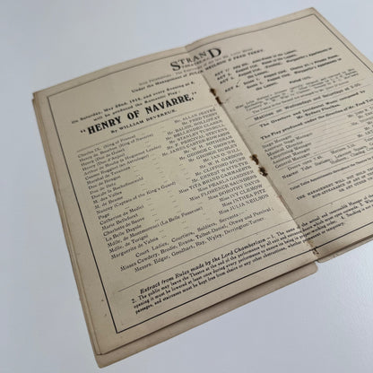 Programme Strand Theatre ‘Henry of Navarre’ by William Devereaux, 1915