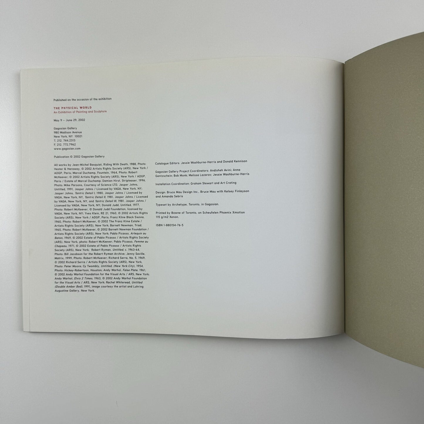Physical World: An Exhibition of Painting and Sculpture | Gagosian Gallery New York, 2002