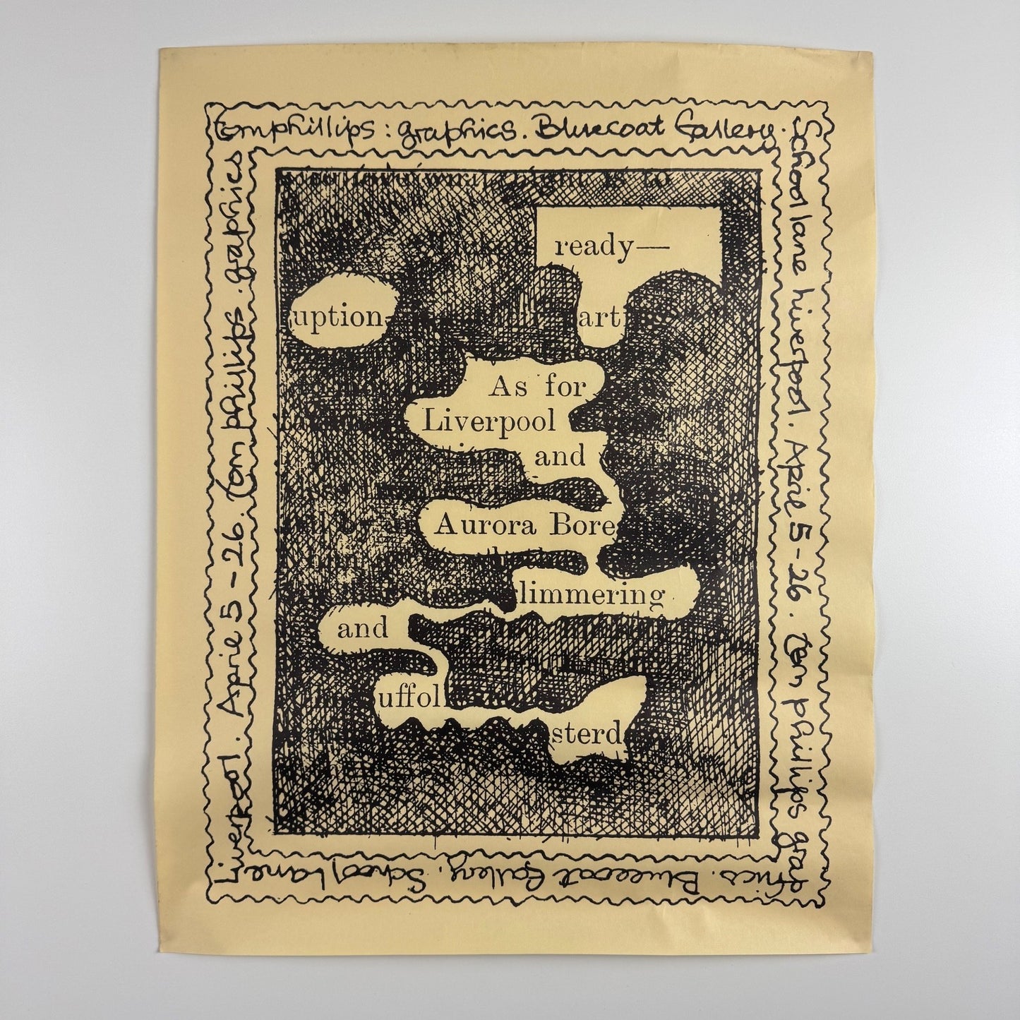 Poster for Tom Phillips: graphics held at The Bluecoat Gallery, Liverpool, 1973
