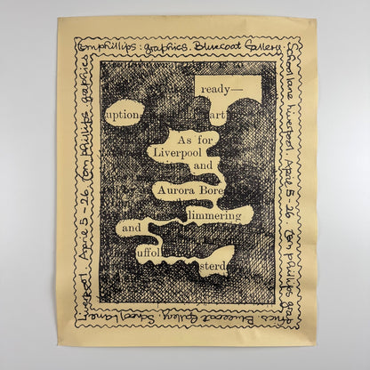Poster for Tom Phillips: graphics held at The Bluecoat Gallery, Liverpool, 1973