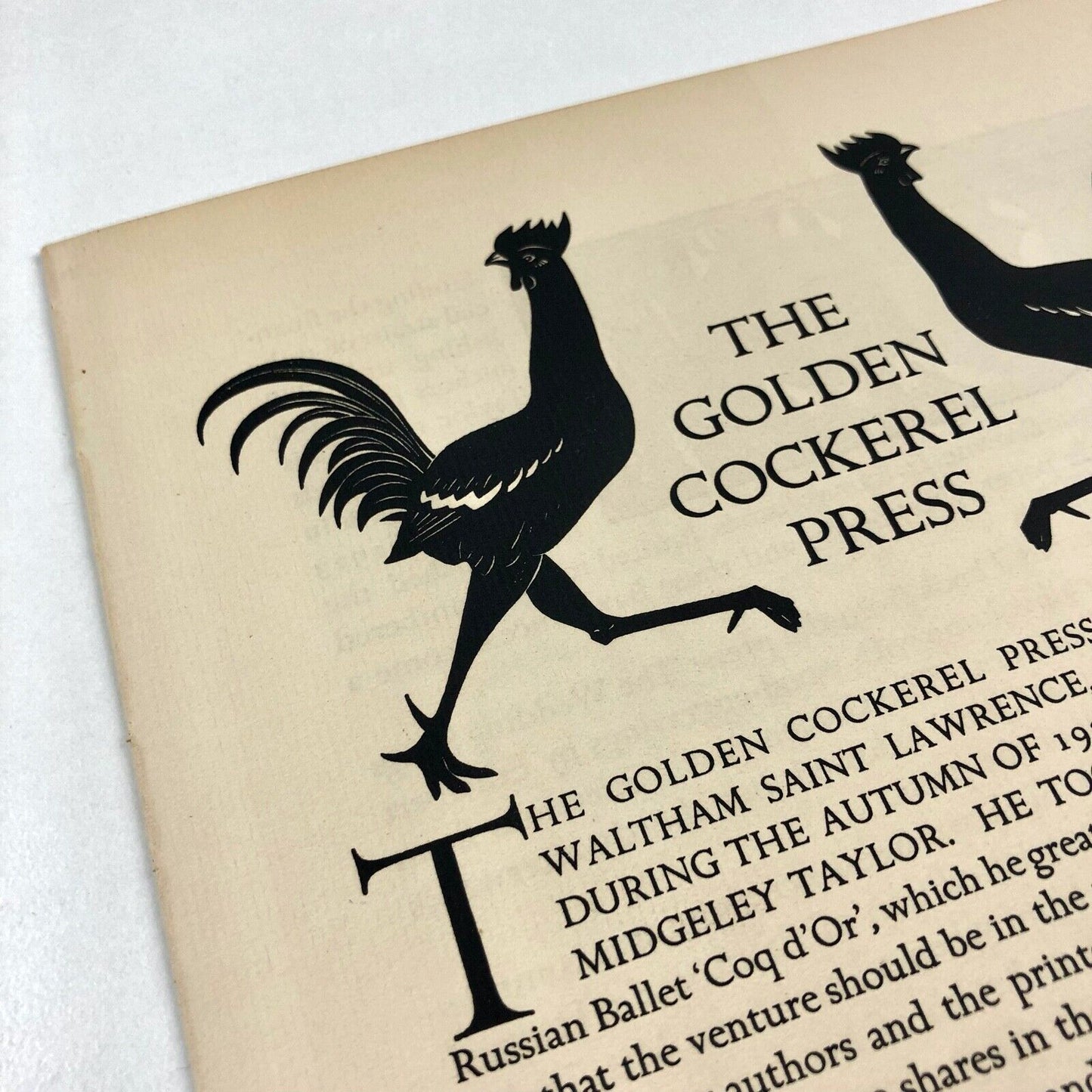 The Golden Cockerel Press – leaflet article printed for The Colophon, July 1931 | Engravings by Robert Gibbings