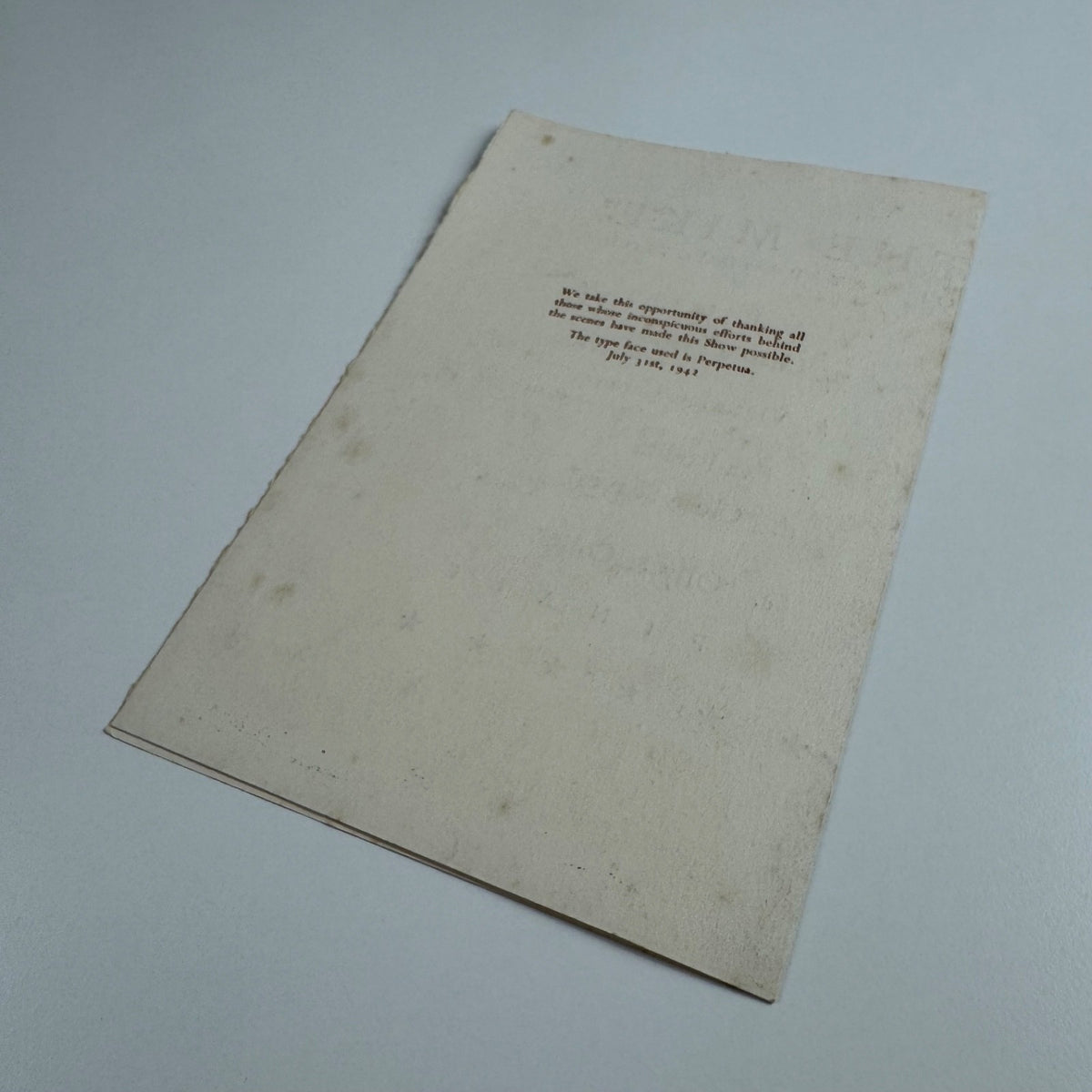 Programme for Hornsey School of Art & Crafts Sketch Club 'We take the Mike' revue 1942