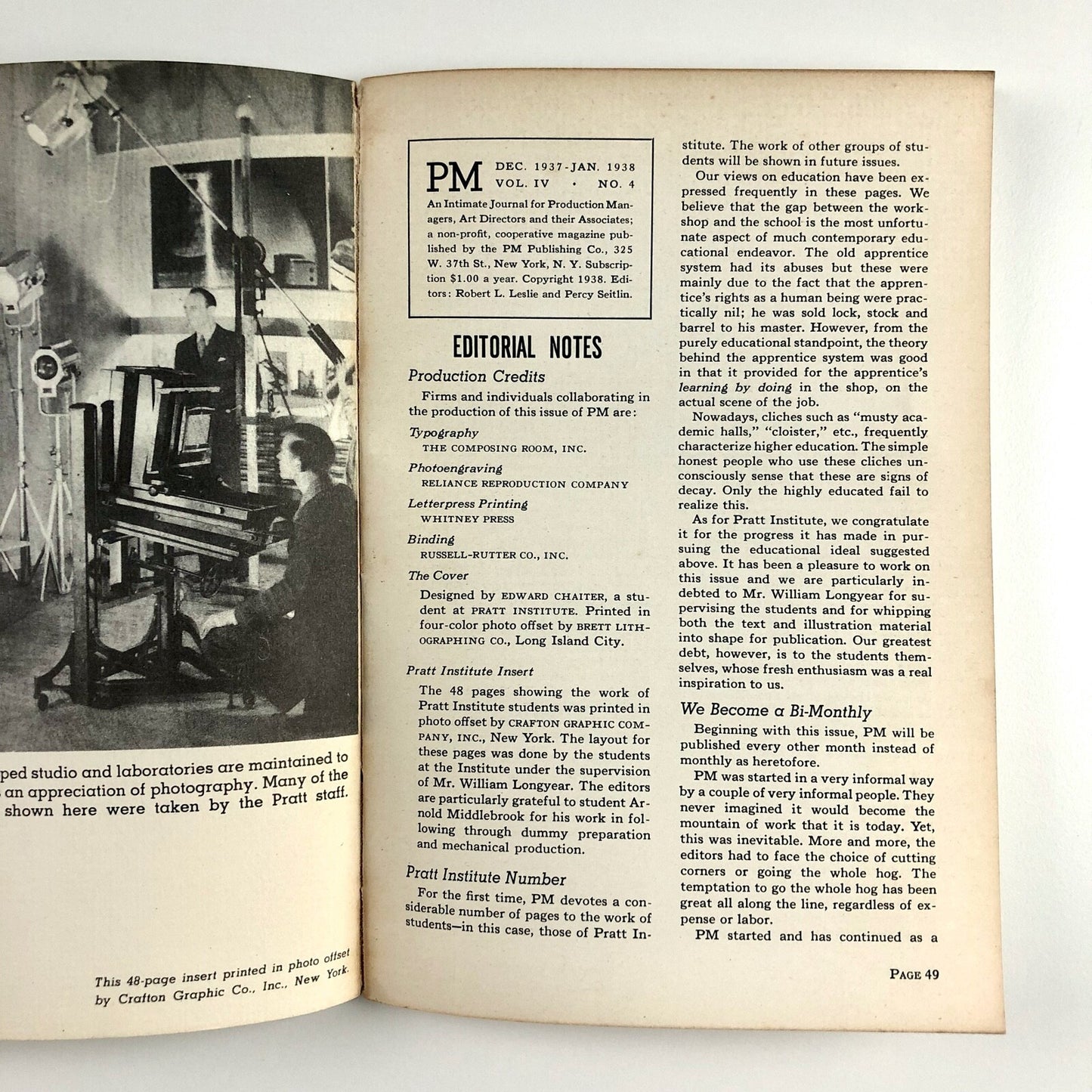 PM – Journal for Production Managers Vol 3, No 3 1937-1938 | Pratt Institute