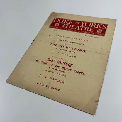 Programme - The New Word by J.M. Barrie | Duke of York's Theatre, London, c1915