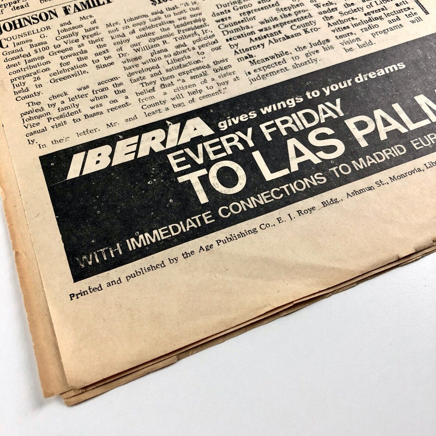 The Liberian Age newspaper | Vol. 31, No. 30, Tuesday April 26, 1977 Dr Tolbert