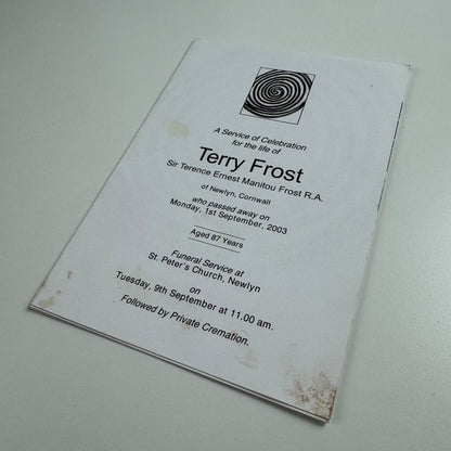 Service of Celebration leaflet for the life of Terry Frost St Peter’s Church Newlyn 2003
