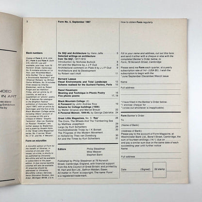 Form magazine – issues 1 to 7 | Philip Steadman Stephen Bann Sep 1966 - Mar 1968