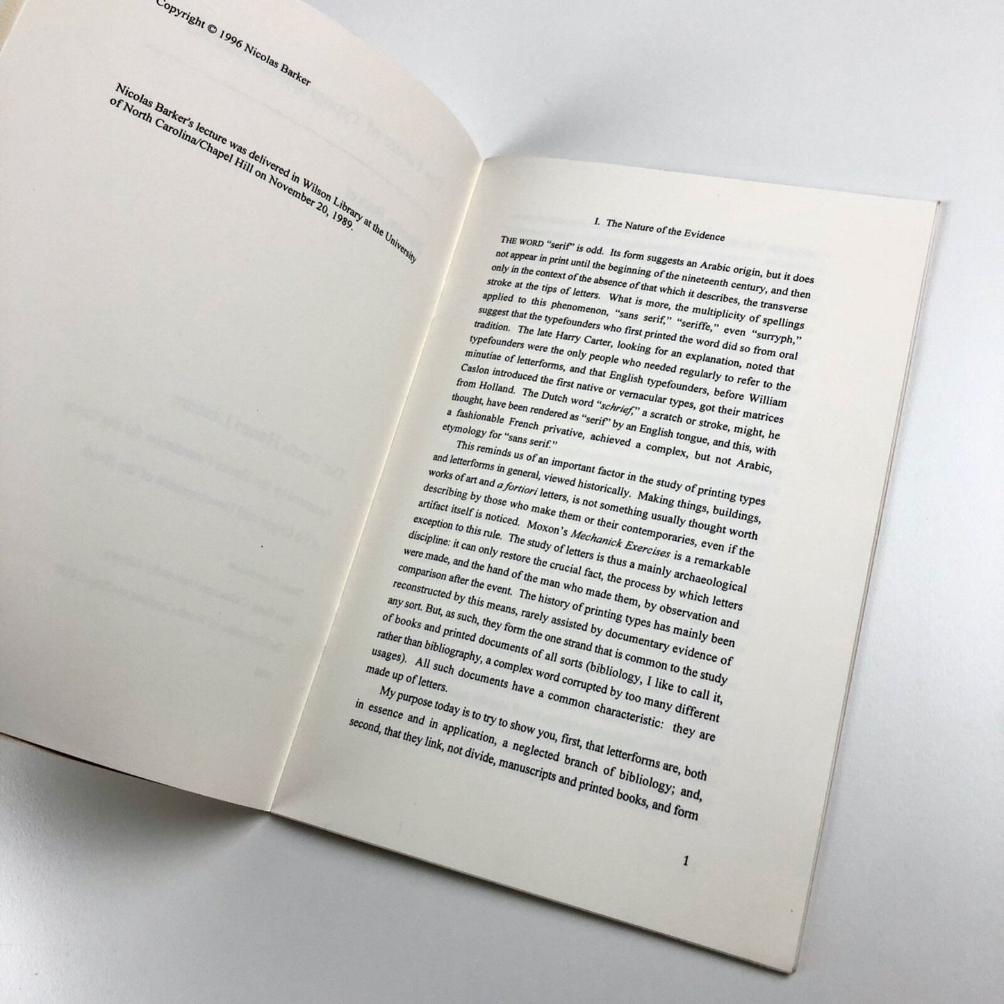 The Future of Typographical Studies by Nicholas Barker | 10th Hanes Lecture 1996