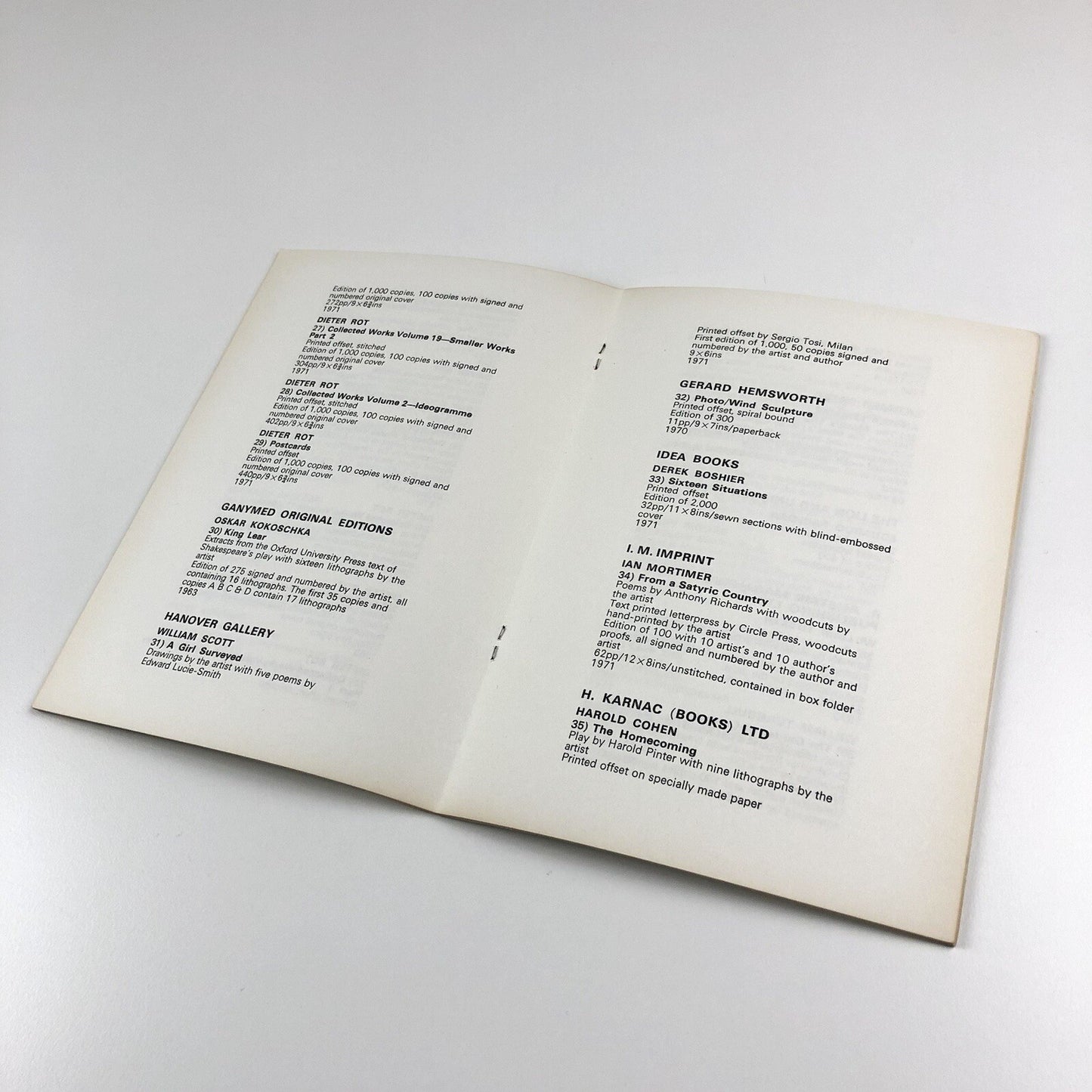 The artist and the book in England Morley Gallery, Morley College 1971