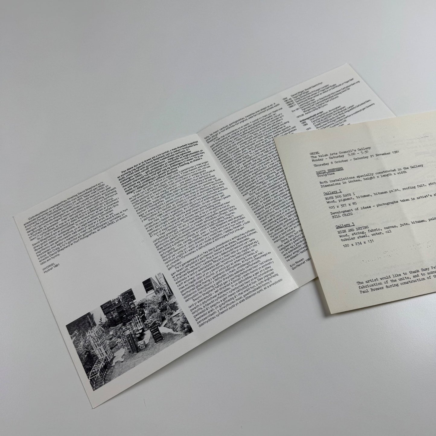 Folding card/catalogue for David Shepherd Sculpture | Oriel, Cardiff, Welsh Arts Council, 1981