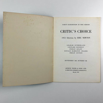 Critic's Choice, Eric Newton: Works by Living Artists | Arthur Tooth & Sons 1955