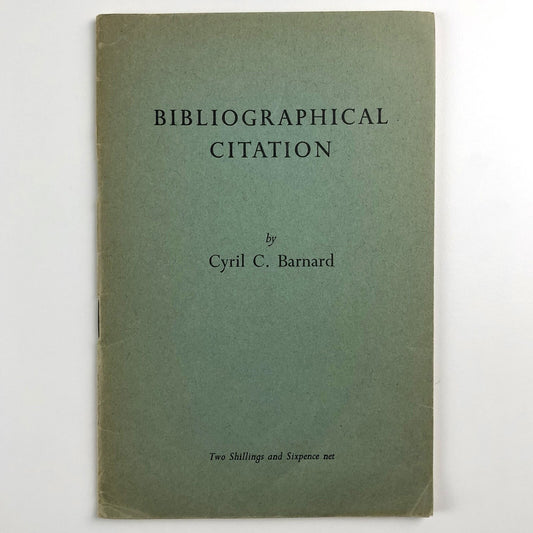 Bibliographical Citation by Cyril C. Barnard, 2nd edition | James Clarke & Co Ltd 1960