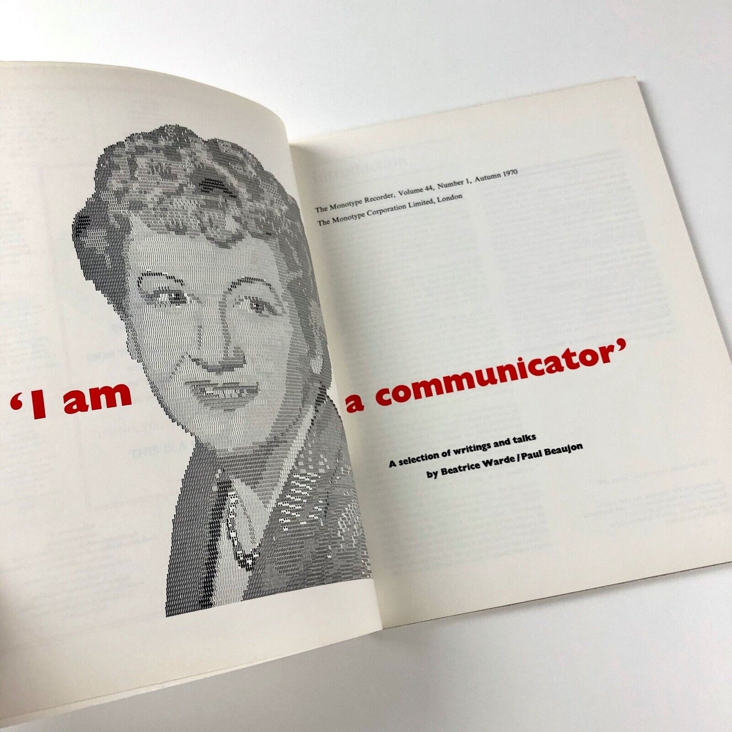 The Monotype Recorder | Beatrice Warde | Volume 44, Number 1, Autumn 1970