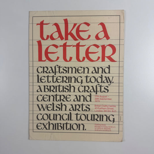 Postcard for 'take a letter' craftsmen and lettering today | British Crafts Centre & Welsh Arts Council 1979