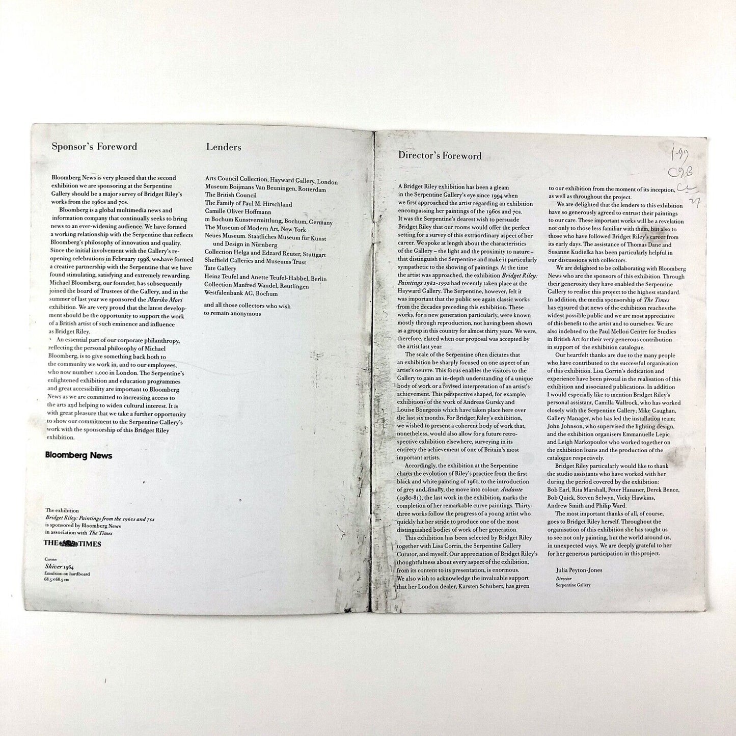 Bridget Riley: Paintings from the 1960s and 70s | Serpentine Gallery exhibition booklet, 1999