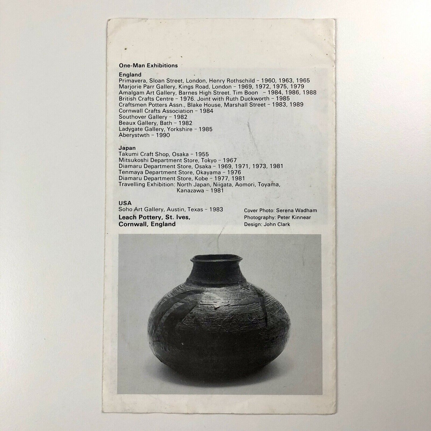 Janet Leach | Brief biography leaflet | Leach Pottery, St. Ives, c.1990s
