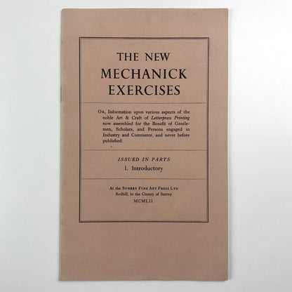 The New Mechanick Exercises Part 1. Introductory | Surrey Fine Art Press, 1952