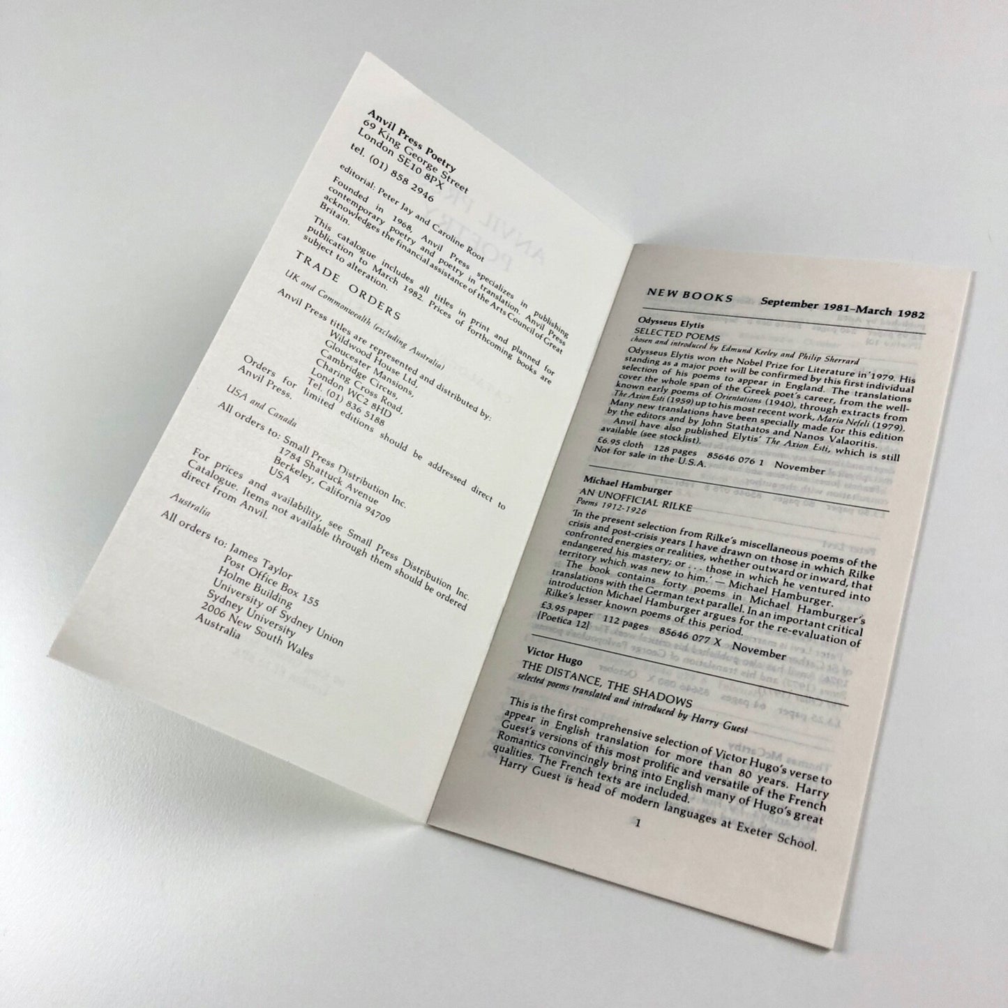 Three Anvil Press Poetry leaflets – 1967-1982