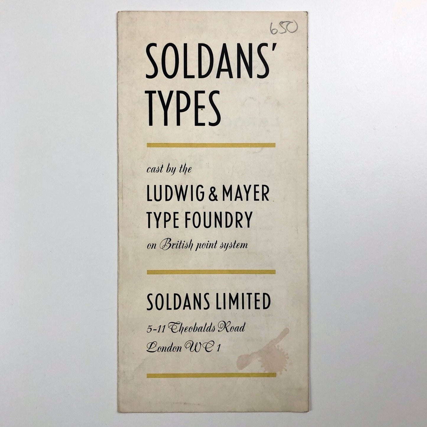 Soldans' Types specimen leaflet – Ludwig & Mayer Type Foundry | Soldans Limited