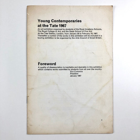 Young Contemporaries at the Tate 1967 | RCA, Royal Academy Schools, Slade School of Art | catalogue booklet