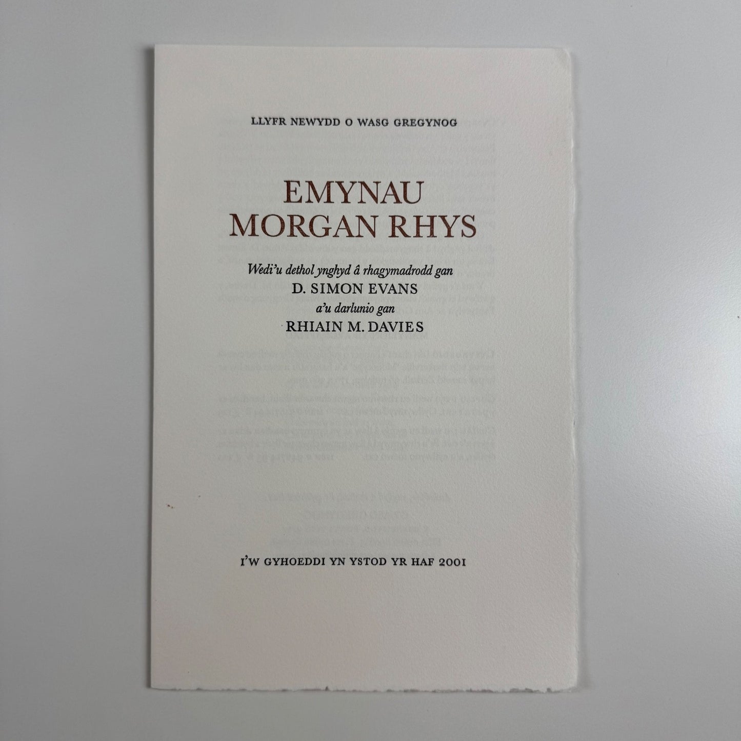 Prospectus Emynau Morgan Rhys ed. D. Simon Evans Rhiain M. Davies Gwasg Gregynog