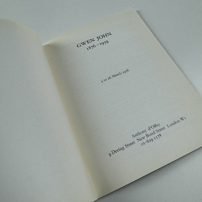 Gwen John 1876-1939 | Anthony d'Offay, 1976 | Catalogue design by Gordon House
