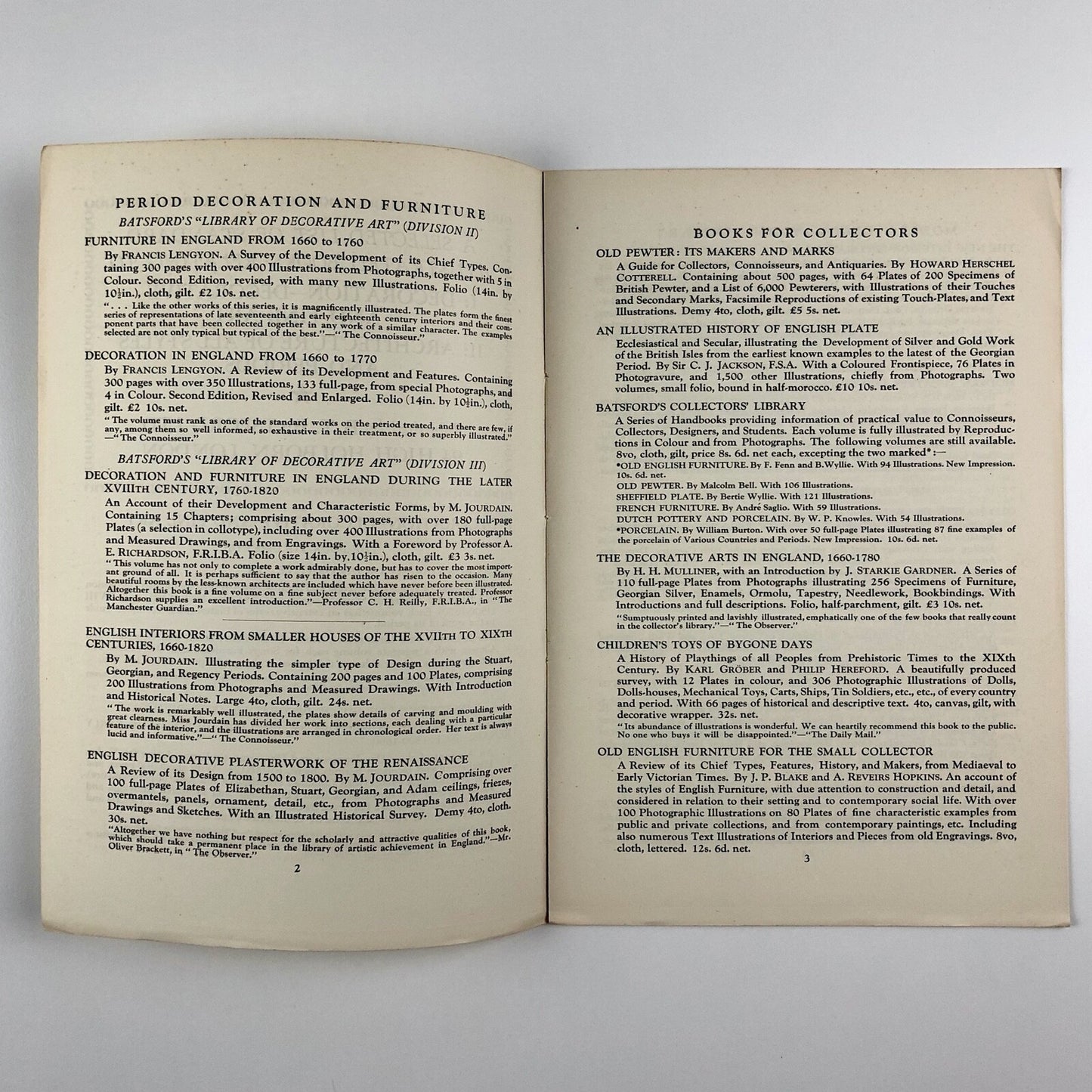 B. T. Batsford – List of books on Decoration, and Architecture | Undated c.1930s?