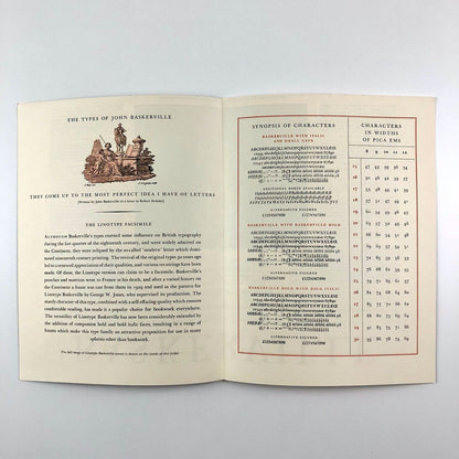 Baskerville for Linotype composition | Fold-out type specimen sheet