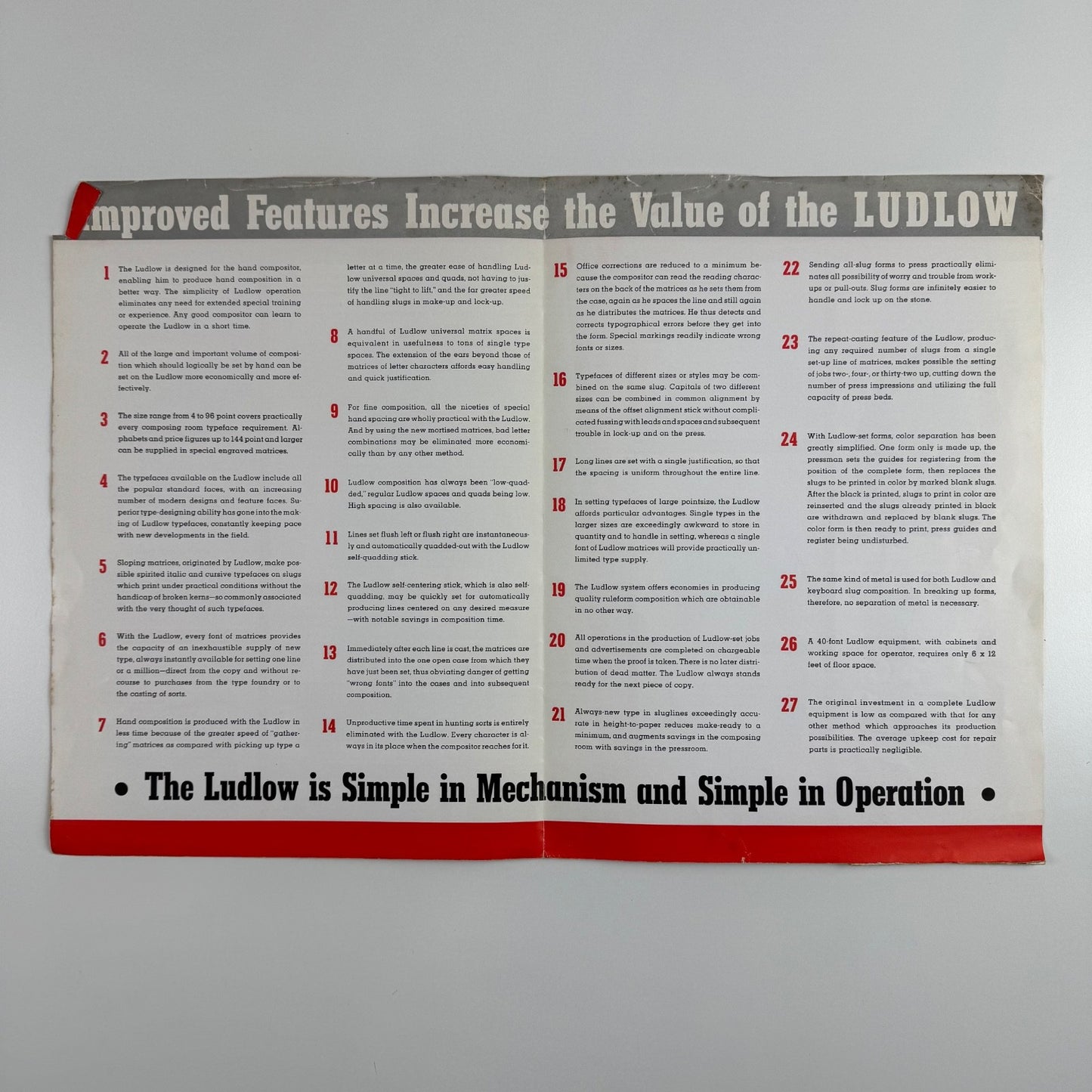 Two leaflets for Ludlow Typograph Company, Chicago Ludlow machinery