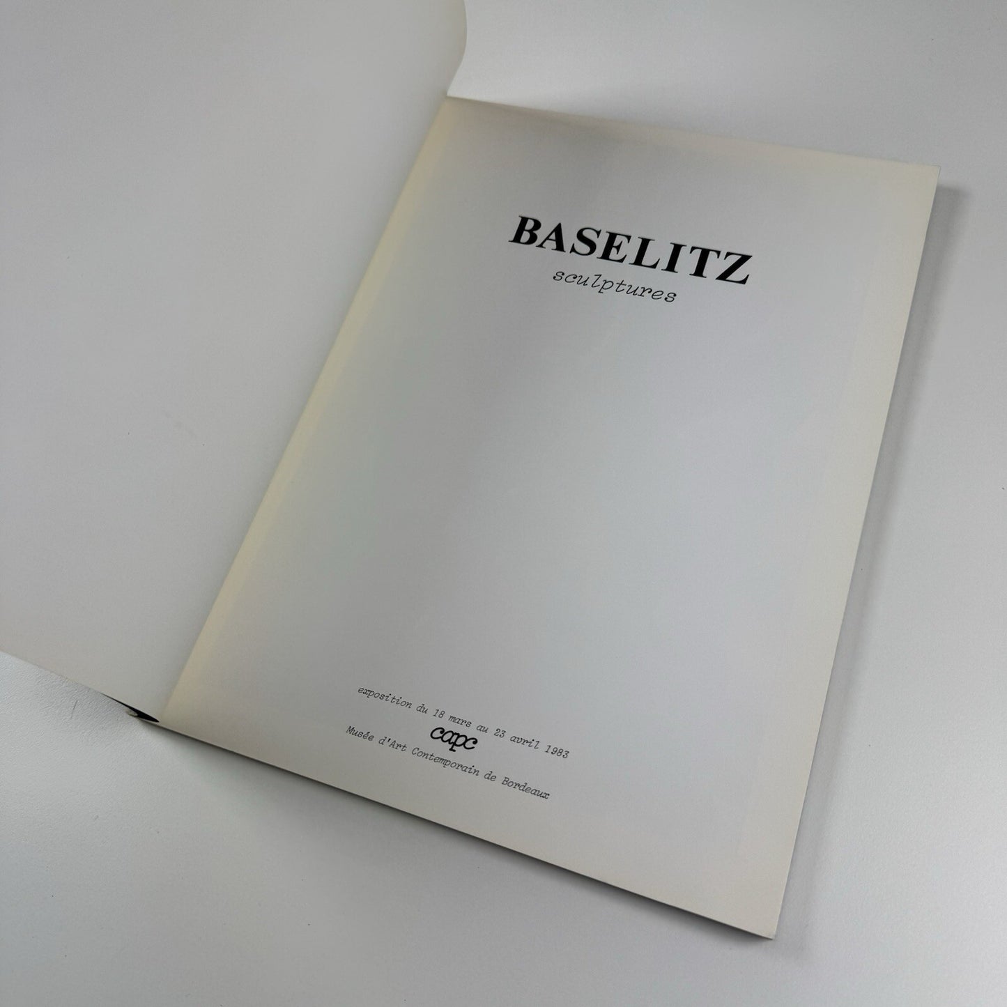 [Georg] Baselitz – Sculptures | Musée d'Art Contemporain de Bordeaux catalogue, 1983