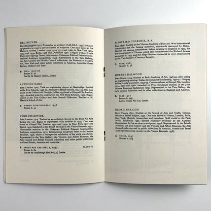 Contemporary British Sculpture | An Open Air Sculpture Exhibition arranged by The Arts Council of Great Britain | 1961 catalogue