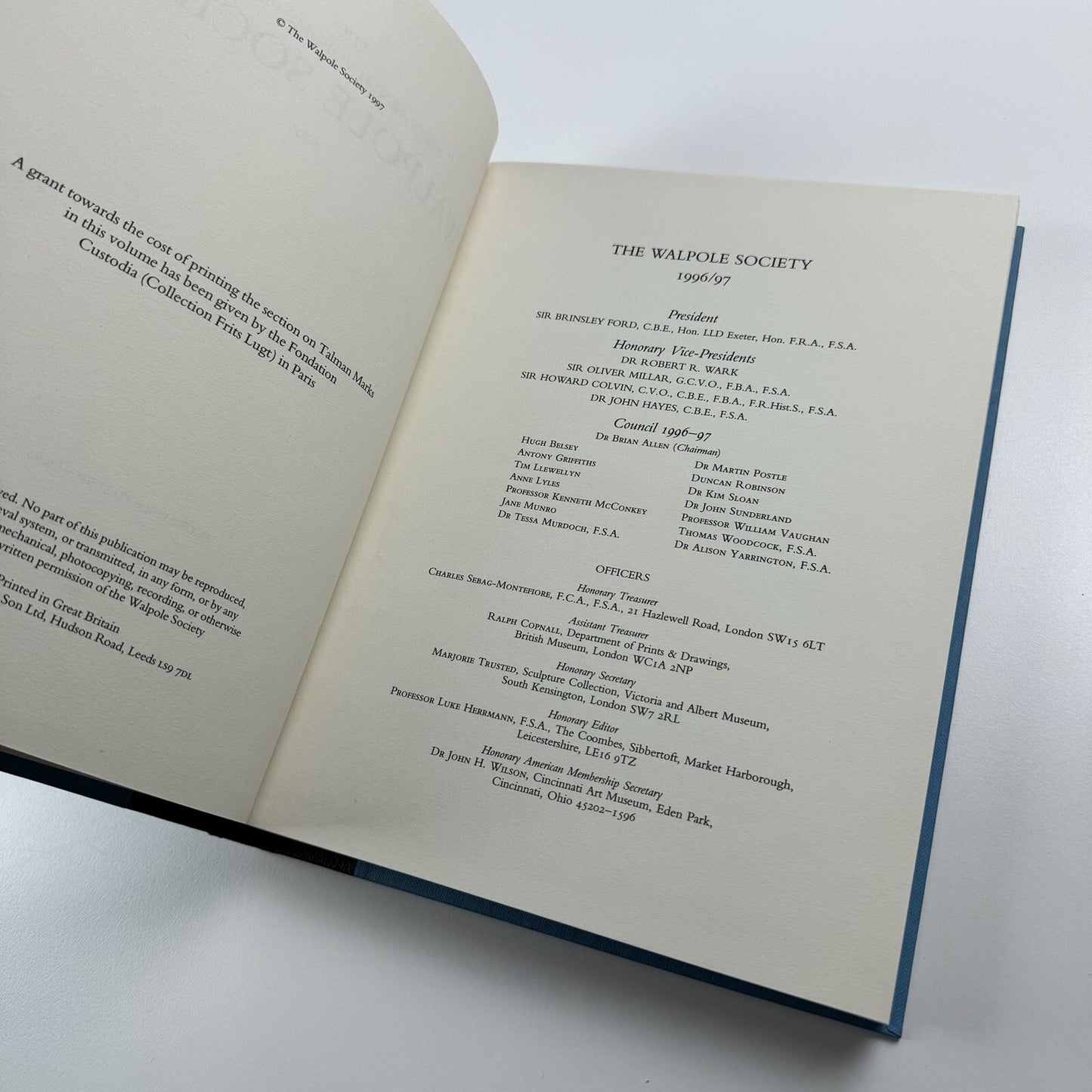 The Fifty-ninth volume of The Walpole Society 1997 LIX