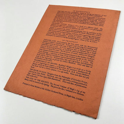 The Golden Cockerel Press prospectus | Autumn Publication, 1936