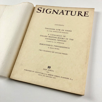 Signature. A quadrimestrial of typography and graphic arts |  New Series No. 10, 1950 | Editor Oliver Simon