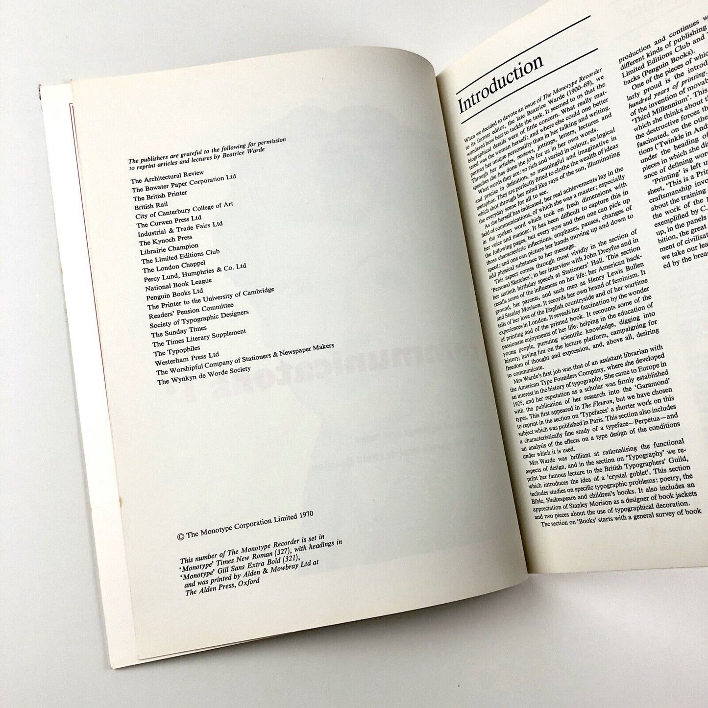 The Monotype Recorder | Beatrice Warde | Volume 44, Number 1, Autumn 1970