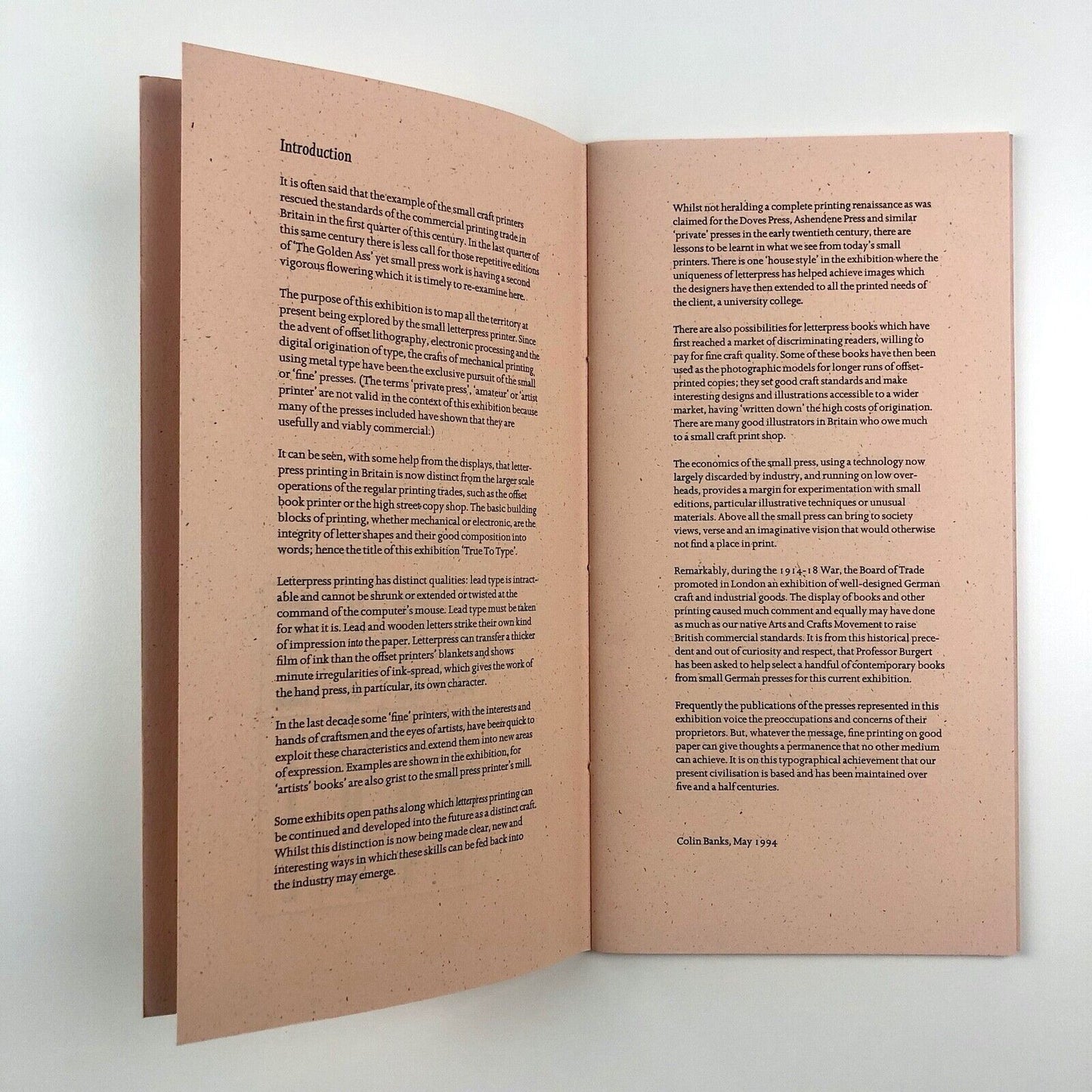 True To Type: Letterpress Printing catalogue | Crafts Council | Colin Banks 1994