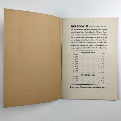 Intertype Headletter and Display Type Faces | Intertype Corporation brochure | Undated