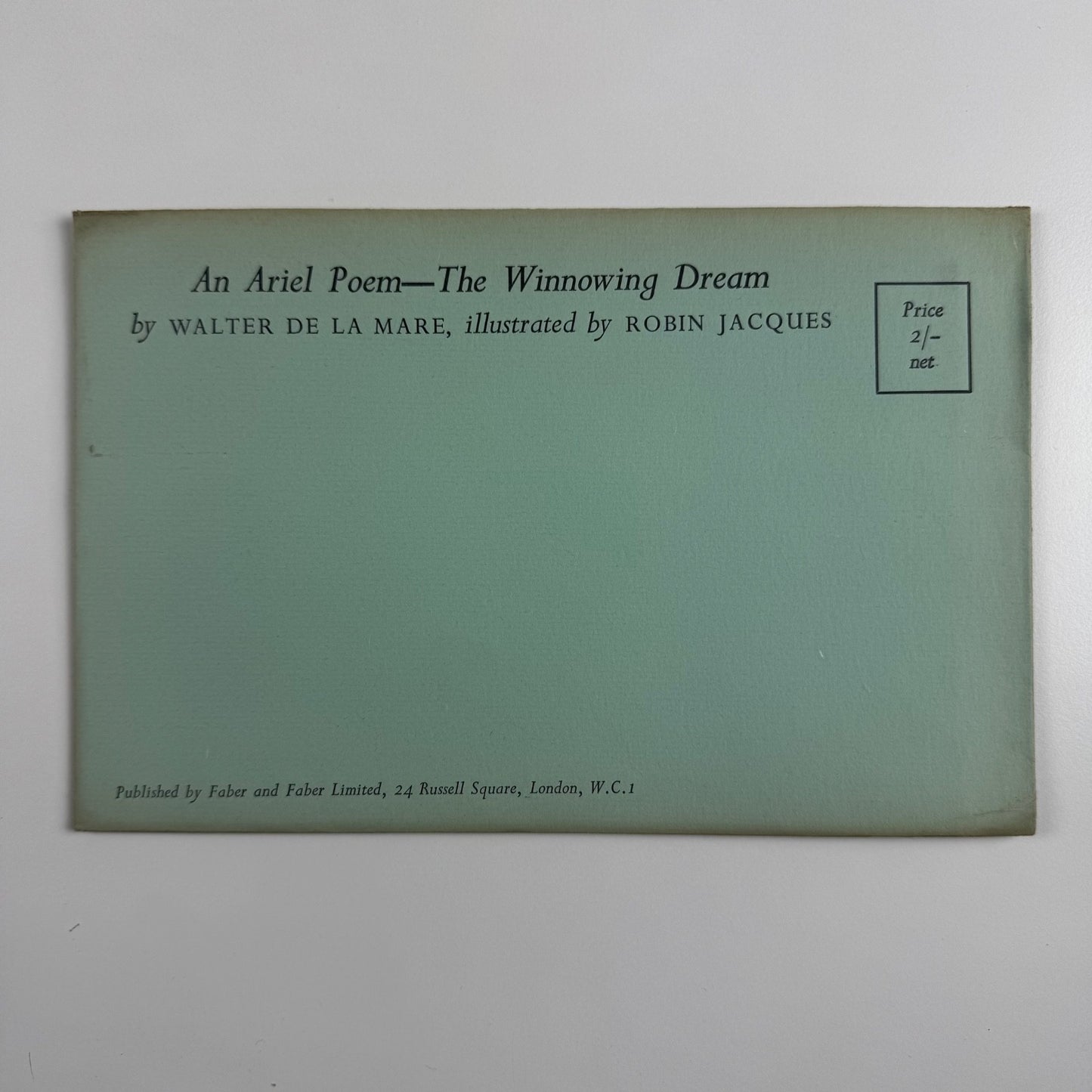 An Ariel Poem - The Winnowing Dream Walter de la Mare illustrated by Robin Jacques 1954 unopened envelope
