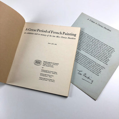 A Great Period of French Painting memory of Clariça Davidson | Marlborough catalogue, 1963