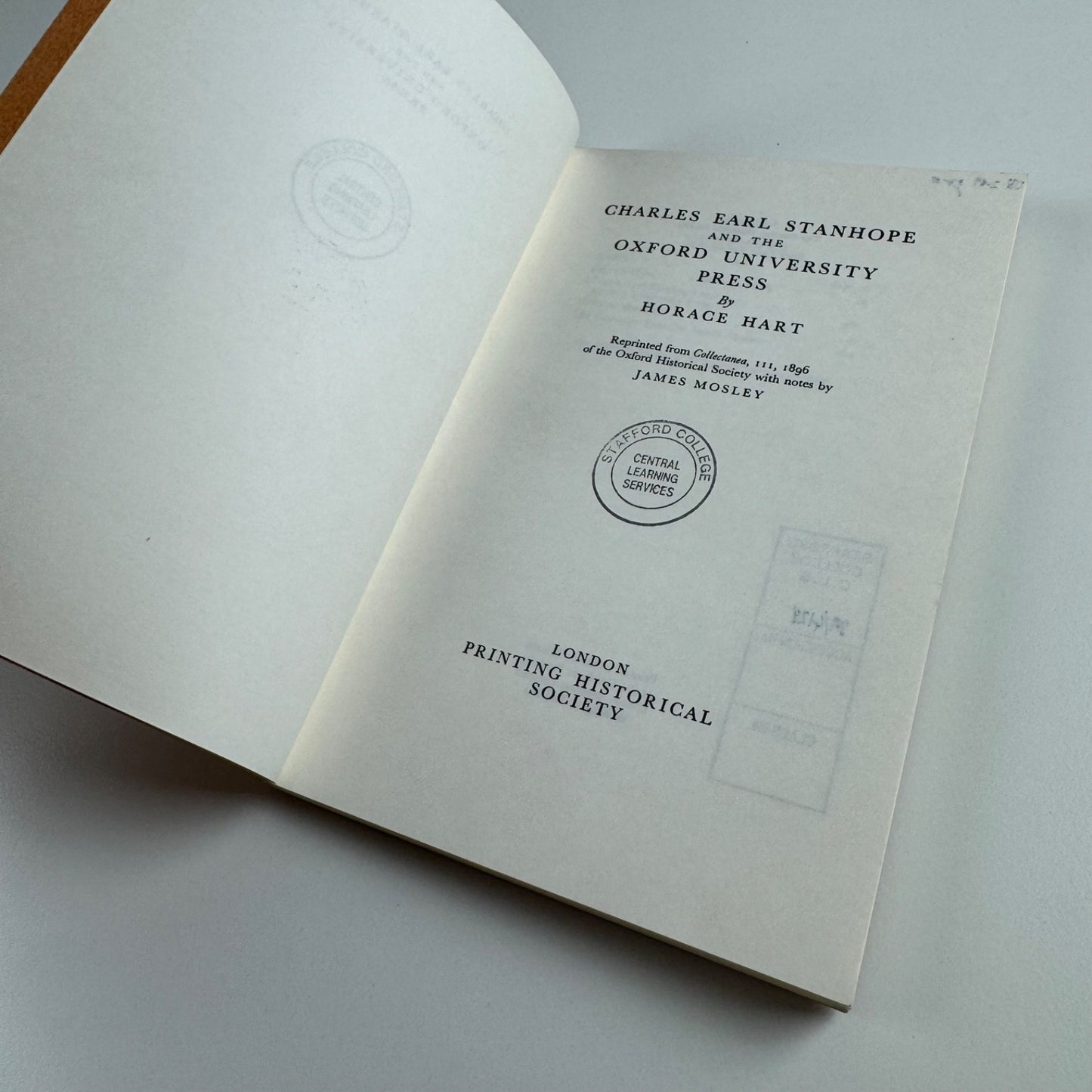 Charles Earl Stanhope and the Oxford University Press Horace Hart | notes by James Mosley