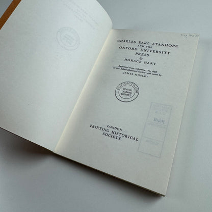 Charles Earl Stanhope and the Oxford University Press Horace Hart | notes by James Mosley