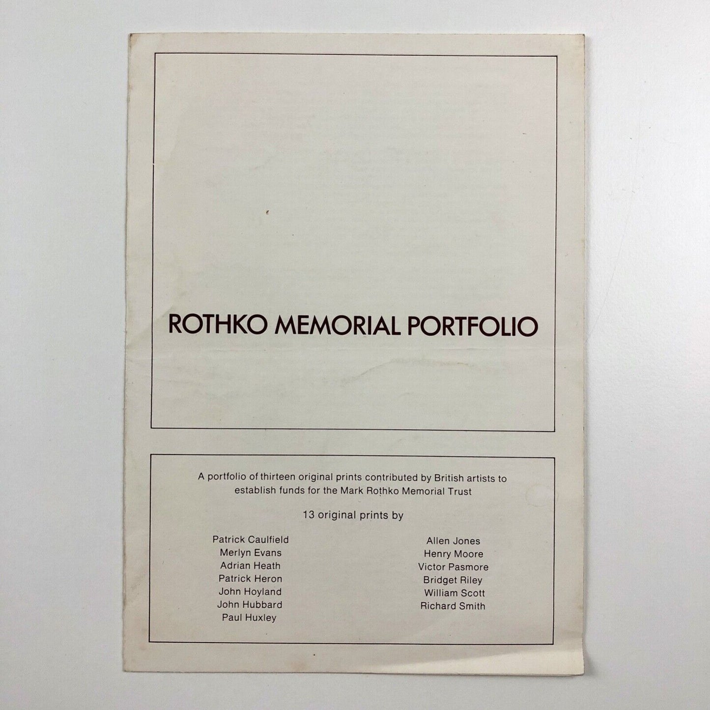 Leaflet for [Mark] Rothko Memorial Portfolio, 1973 | introduction by Bryan Robertson