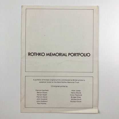 Leaflet for [Mark] Rothko Memorial Portfolio, 1973 | introduction by Bryan Robertson