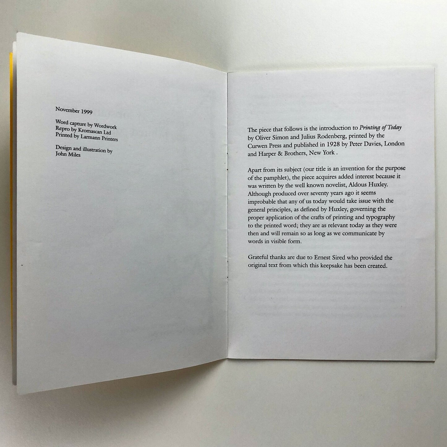 Aldous Huxley: Form and substance on the printed page | Wynkyn de Worde, 1999